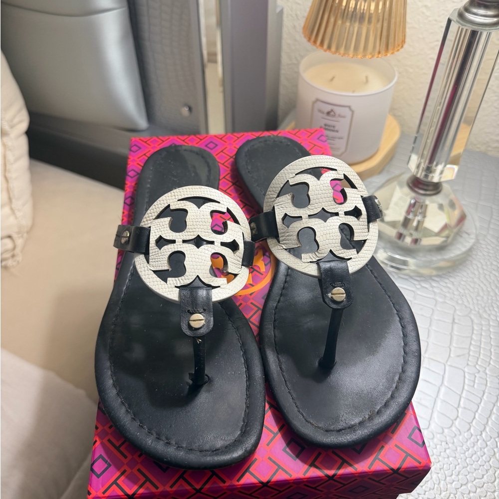 Tory Burch Black and white  Sandals